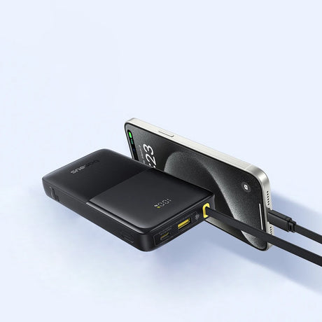 Baterie externa Baseus Bipow 2 (P10077101113-00), with Built-in USB-C Cable, Type-C, USB, Smart Display, 10000mAh, 20W, Negru