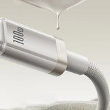 Cablu Baseus Titanium (P10378102G21-02), USB to Type-C 100W, Fast Charging, 480Mbps, Naylon, 2m, Argintiu