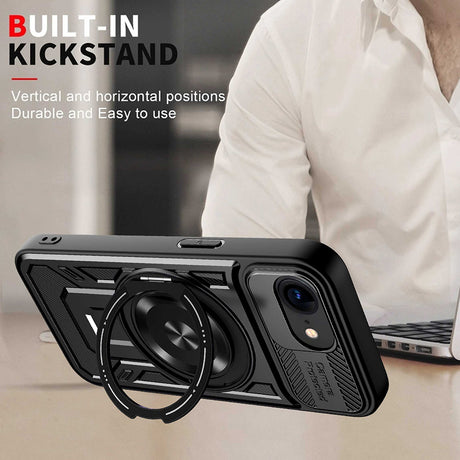Husa de protectie Techsuit RuggedCam compatibil cu iPhone 16e / iPhone 17e, Negru
