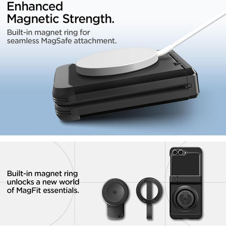 Husa de protectie Spigen Tough Armor Pro MagSafe (ACS09807) compatibil cu Samsung Galaxy Z Flip6 / Flip7 FE, Negru