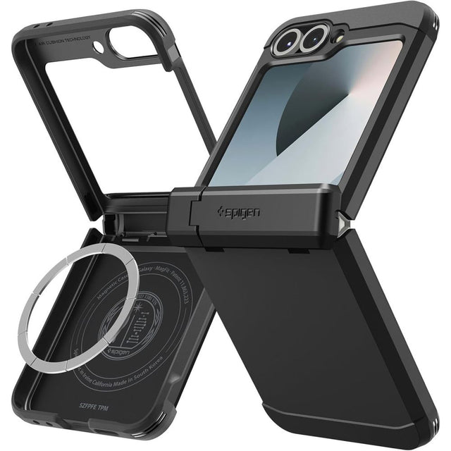 Husa de protectie Spigen Tough Armor Pro MagSafe (ACS09807) compatibil cu Samsung Galaxy Z Flip6 / Flip7 FE, Negru