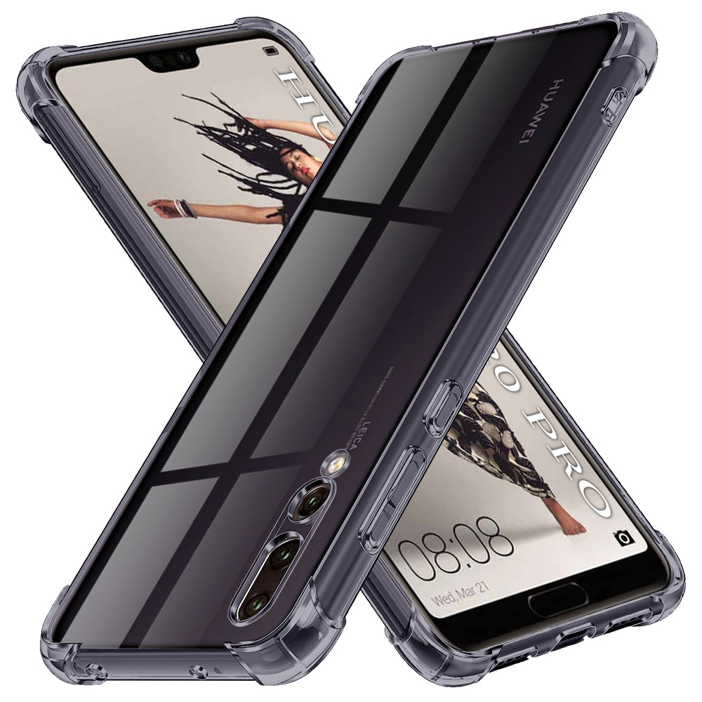 Husa de protectie Techsuit Shockproof Clear Silicone compatibil cu Huawei P20 Pro, Negru Fumuriu