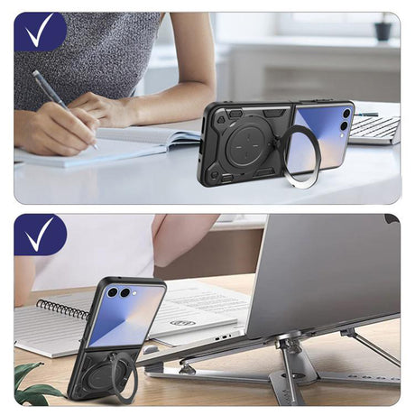 Husa de protectie Techsuit CamGuard Pro compatibil cu Samsung Galaxy Z Flip7, Roz Auriu