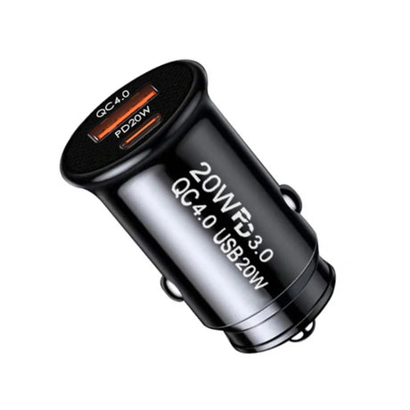 Incarcator Techsuit Premium Car MiniFuseX (C4), Fast Charge, Mini Design, 2in1 USB QC 4.0, Type-C PD20W, ABS, Negru