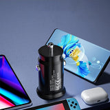 Incarcator Techsuit Premium Car MiniFuseX (C4), Fast Charge, Mini Design, 2in1 USB QC 4.0, Type-C PD20W, ABS, Negru