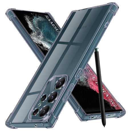 Husa de protectie Techsuit Shockproof Clear Silicone compatibil cu Samsung Galaxy S22 Ultra 5G, Negru Fumuriu
