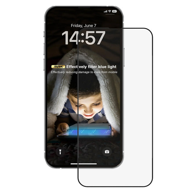Folie de protectie ANANK 2.5D 3X Reinforced Anti-blue Light compatibil cu iPhone 16 Pro Max, Negru