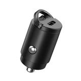 Incarcator Techsuit Premium Car NanoVolt (C5), Mini Design, Fast Charge, Type-C PD30W, 3A, Pull Ring, Aluminium Alloy, Negru