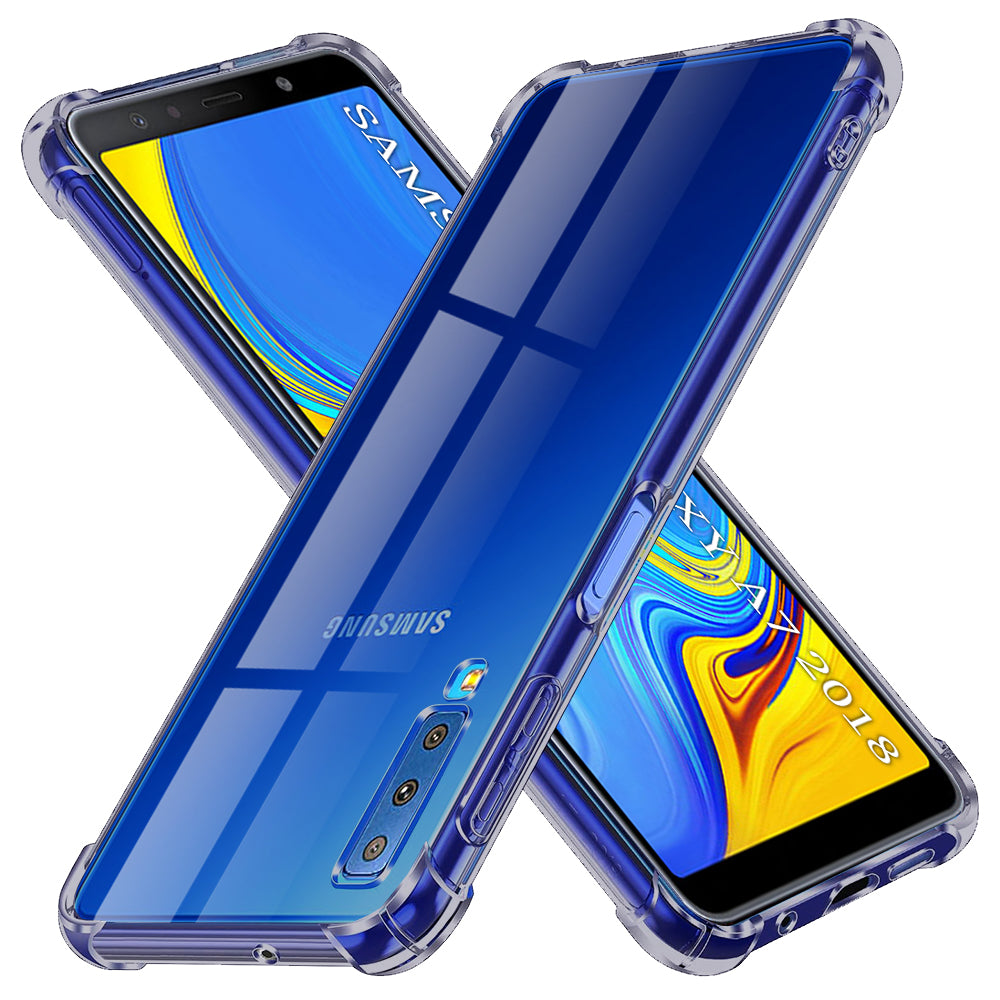 Husa de protectie Techsuit Shockproof Clear Silicone compatibil cu Samsung Galaxy A7 2018, Negru Fumuriu