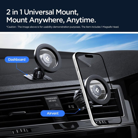 Suport Spigen MFT13 (ACP08314), MagSafe, for Dashboard, Air Vent, 360° Rotation, Magnetic Grip, Universal, Adjustable, Negru