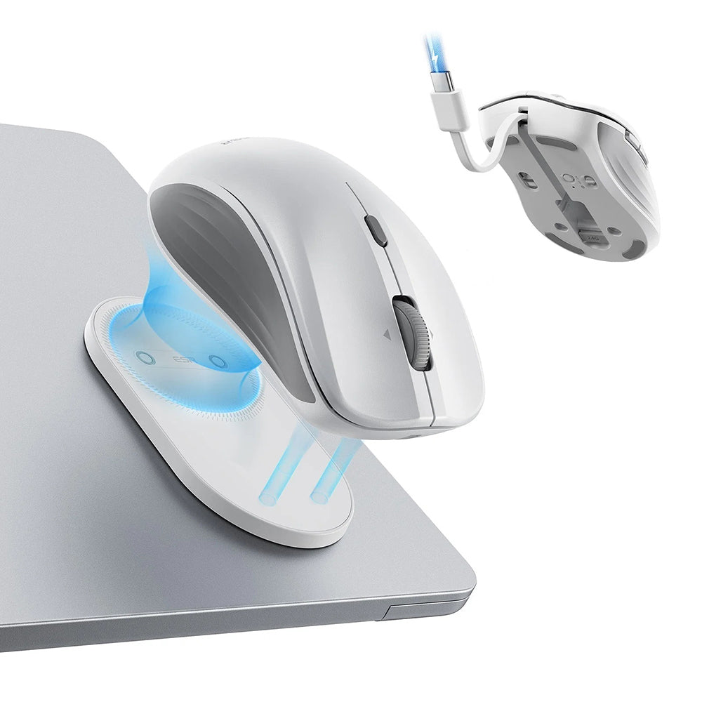 Tastatura/Mouse ESR Wireless Mouse MagMouse (6H0020301), Magnetic Grip, Built-in Type-C Cable, 800-4800DPI, Alb