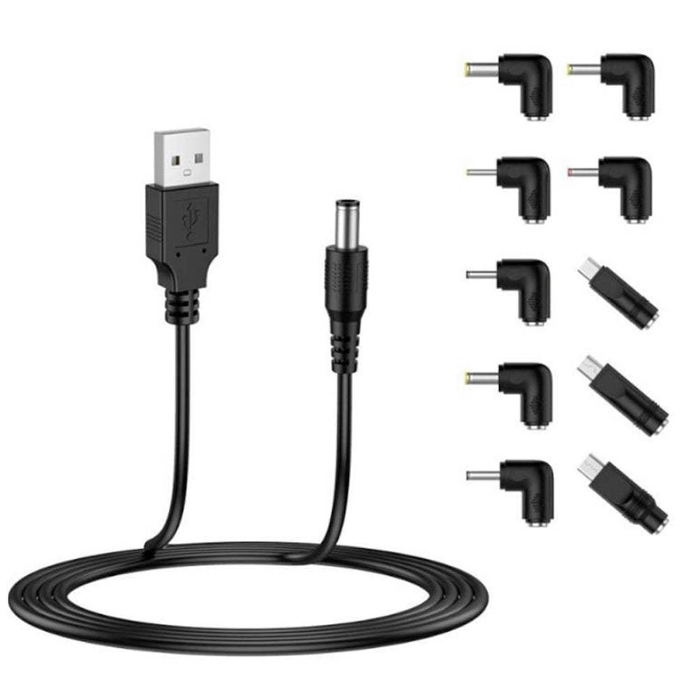 Adaptor Techsuit (set de 11) Cable Adapter ChargeNest (AC21), USB to 7x DC Barrel, Jack Adapter, Type-C, Mini-USB, Micro-USB, Negru
