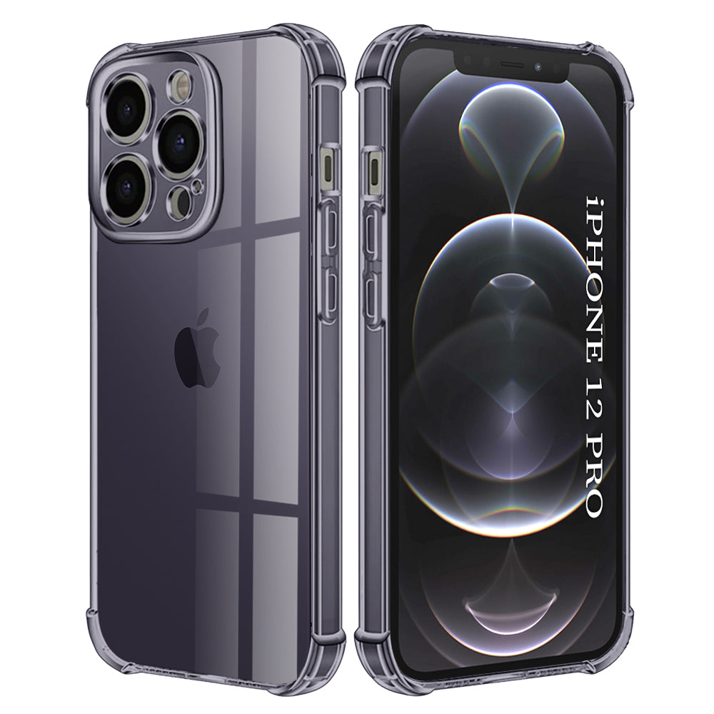 Husa de protectie Techsuit Shockproof Clear Silicone compatibil cu iPhone 12 Pro, Negru Fumuriu