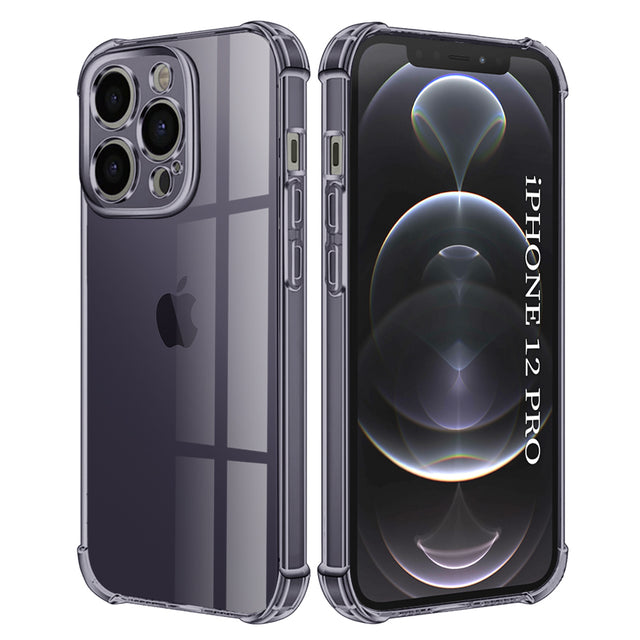 Husa de protectie Techsuit Shockproof Clear Silicone compatibil cu iPhone 12 Pro, Negru Fumuriu