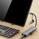 Hub/Dock Techsuit Docking Station BoostNetLink 5in2 (H3), USB, Type-C to 3x USB, 1x USB-C, Ethernet RJ45, 1000Mbps, Gri