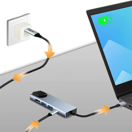 Hub/Dock Techsuit Docking Station NetBridge 5 in 1 (H1), Type-C to 1x USB2.0, 1x USB3.0, 1x Type-C, 1x HDMI, 1x RJ45, PD87W, 4K@30Hz, Gri