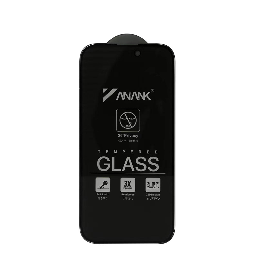 Folie de protectie ANANK 2.5D Reinforced Edge Privacy compatibil cu iPhone 14 Pro Max, Negru