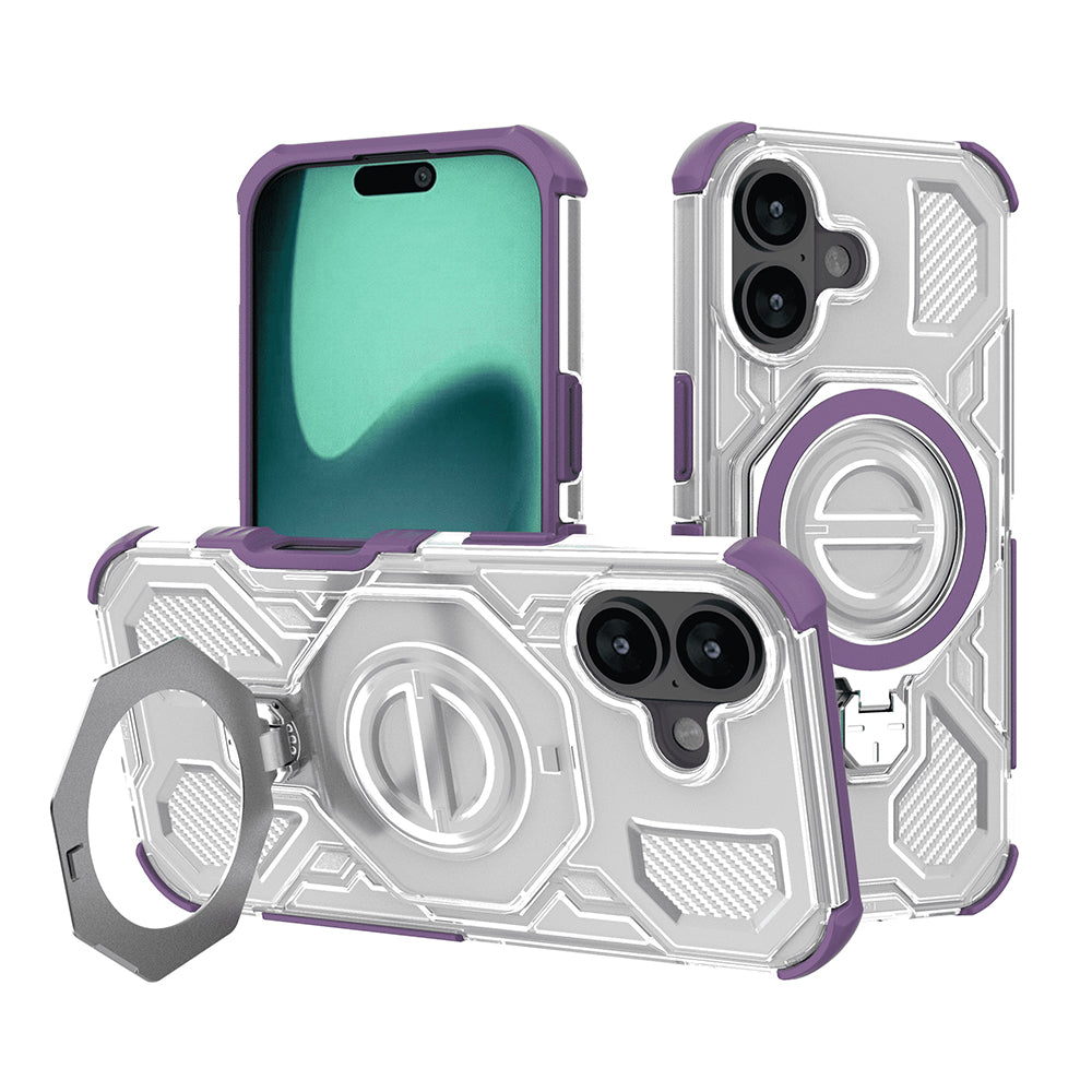Husa de protectie Techsuit Carbon Shield PRO compatibil cu iPhone 17, Mov Transparent