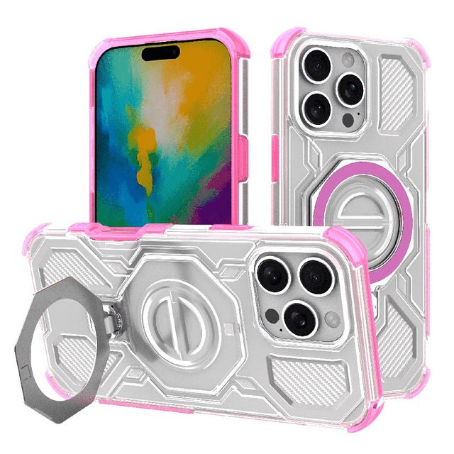 Husa de protectie Techsuit Carbon Shield PRO compatibil cu iPhone 16 Pro Max, Roz Transparent