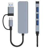 Hub/Dock Techsuit Docking Station DataBridge 4 in 1 (H8), USB, Type-C to USB 3.0, 3x USB 2.0, Gri