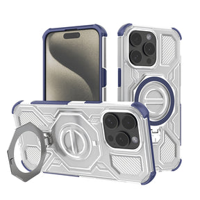 Husa de protectie Techsuit Carbon Shield PRO compatibil cu iPhone 15 Pro, Albastru Transparent
