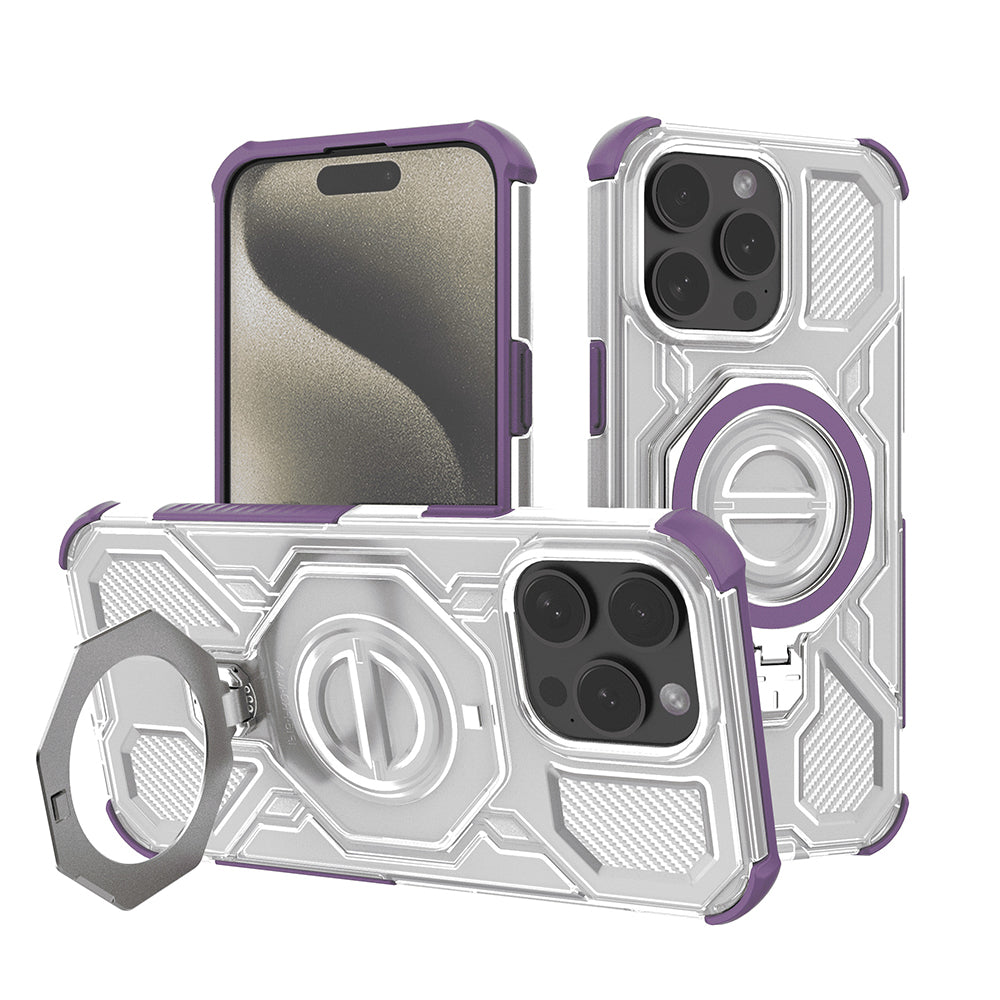Husa de protectie Techsuit Carbon Shield PRO compatibil cu iPhone 15 Pro, Mov Transparent