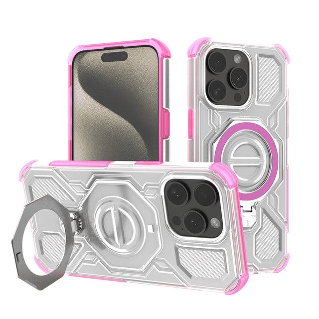 Husa de protectie Techsuit Carbon Shield PRO compatibil cu iPhone 15 Pro Max, Roz Transparent