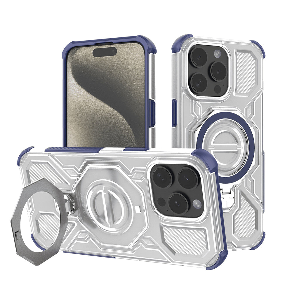 Husa de protectie Techsuit Carbon Shield PRO compatibil cu iPhone 15 Pro Max, Albastru Transparent