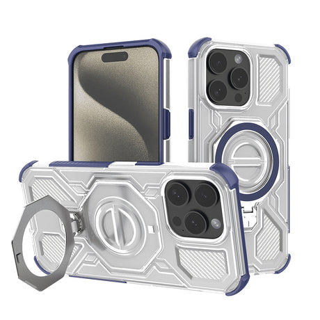 Husa de protectie Techsuit Carbon Shield PRO compatibil cu iPhone 15 Pro Max, Albastru Transparent