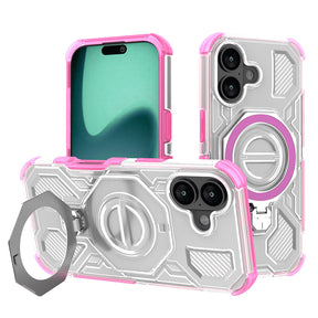 Husa de protectie Techsuit Carbon Shield PRO compatibil cu iPhone 16, Roz Transparent