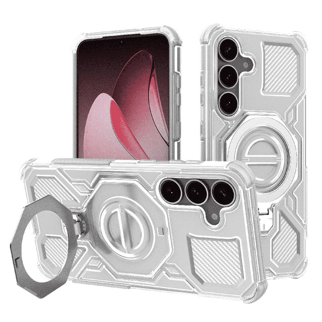 Husa de protectie Techsuit Carbon Shield PRO compatibil cu Samsung Galaxy S25 Plus, Alb Transparent