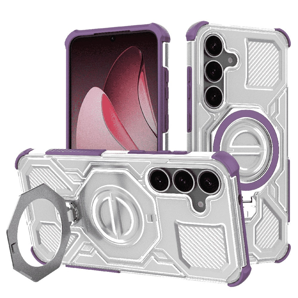 Husa de protectie Techsuit Carbon Shield PRO compatibil cu Samsung Galaxy S25 Plus, Mov Transparent
