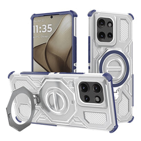 Husa de protectie Techsuit Carbon Shield PRO compatibil cu Motorola Edge 50, Albastru Transparent