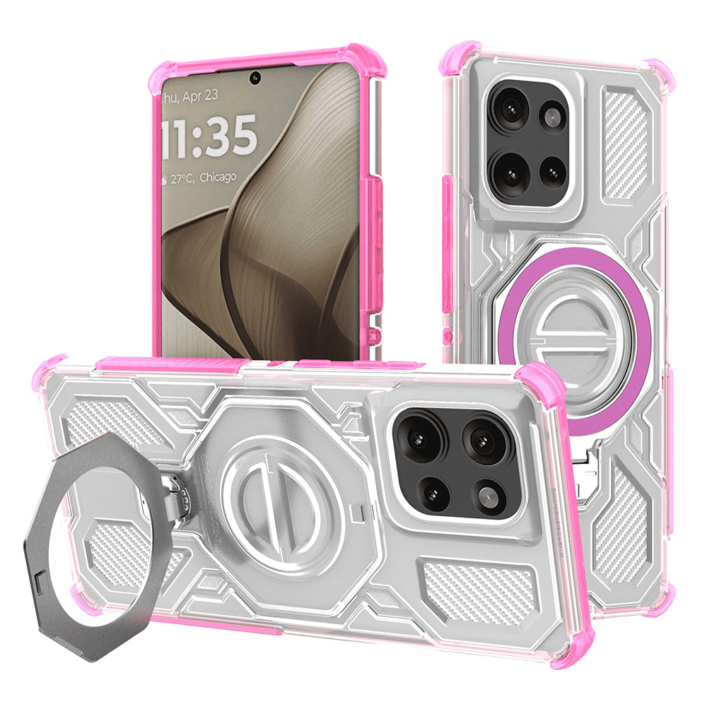 Husa de protectie Techsuit Carbon Shield PRO compatibil cu Motorola Edge 50, Roz Transparent