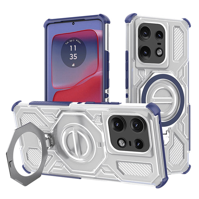 Husa de protectie Techsuit Carbon Shield PRO compatibil cu Motorola Edge 50 Pro, Albastru Transparent
