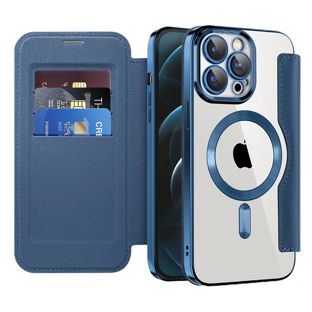 Husa de protectie Techsuit SmartMag Book compatibil cu iPhone 12 Pro Max, Albastru