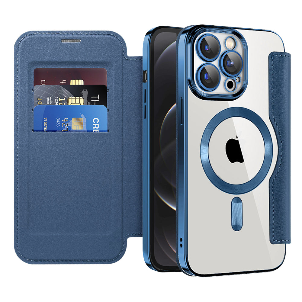Husa de protectie Techsuit SmartMag Book compatibil cu iPhone 12 Pro, Albastru