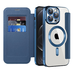 Husa de protectie Techsuit SmartMag Book compatibil cu iPhone 12 Pro, Albastru