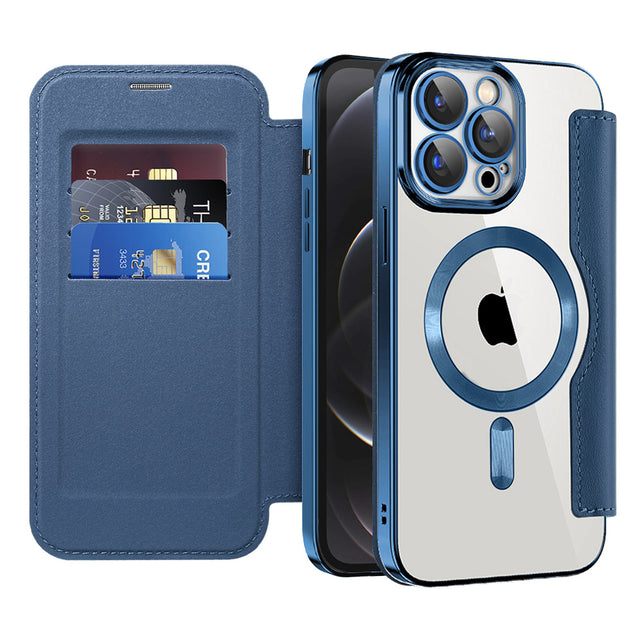 Husa de protectie Techsuit SmartMag Book compatibil cu iPhone 12 Pro, Albastru