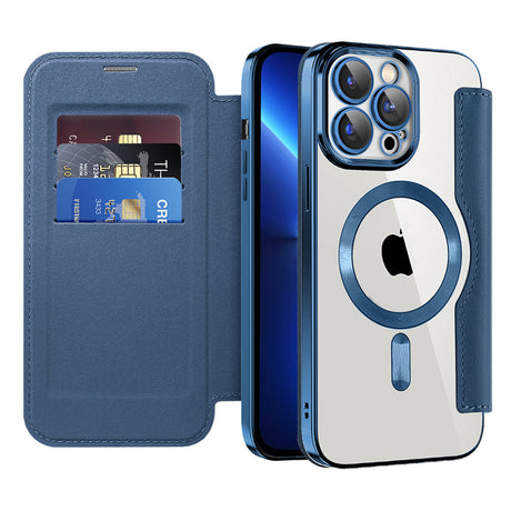 Husa de protectie Techsuit SmartMag Book compatibil cu iPhone 13 Pro Max, Albastru