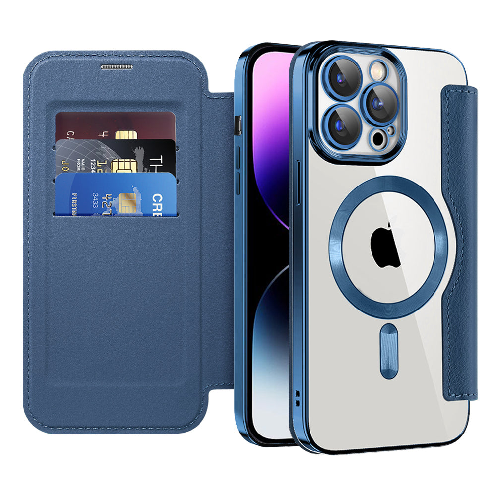 Husa de protectie Techsuit SmartMag Book compatibil cu iPhone 14 Pro Max, Albastru