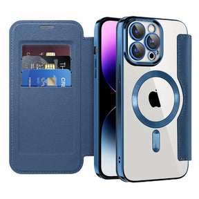 Husa de protectie Techsuit SmartMag Book compatibil cu iPhone 14 Pro Max, Albastru