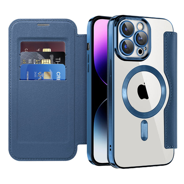 Husa de protectie Techsuit SmartMag Book compatibil cu iPhone 14 Pro Max, Albastru