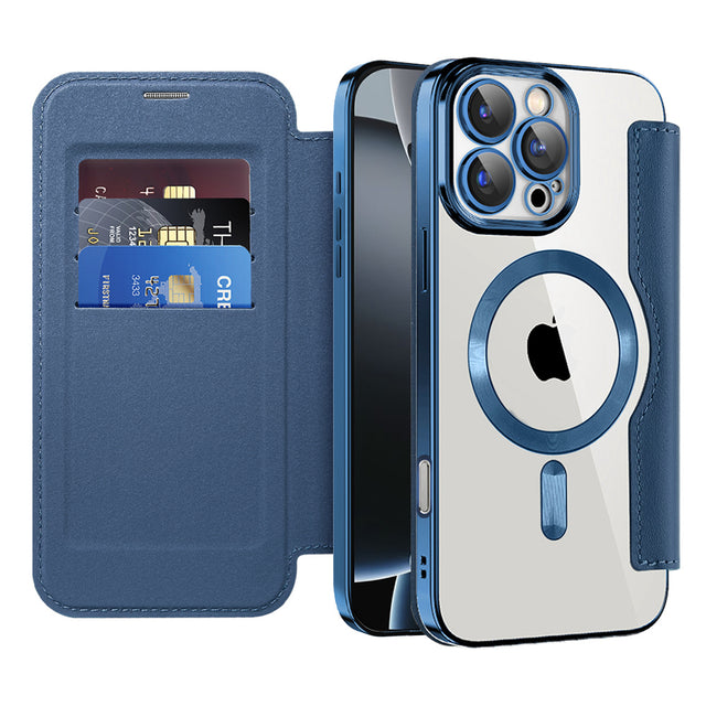 Husa de protectie Techsuit SmartMag Book compatibil cu iPhone 16 Pro, Albastru