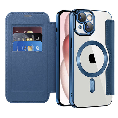 Husa de protectie Techsuit SmartMag Book compatibil cu iPhone 15, Albastru