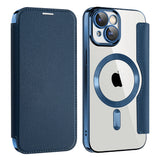 Husa de protectie Techsuit SmartMag Book compatibil cu iPhone 15, Albastru