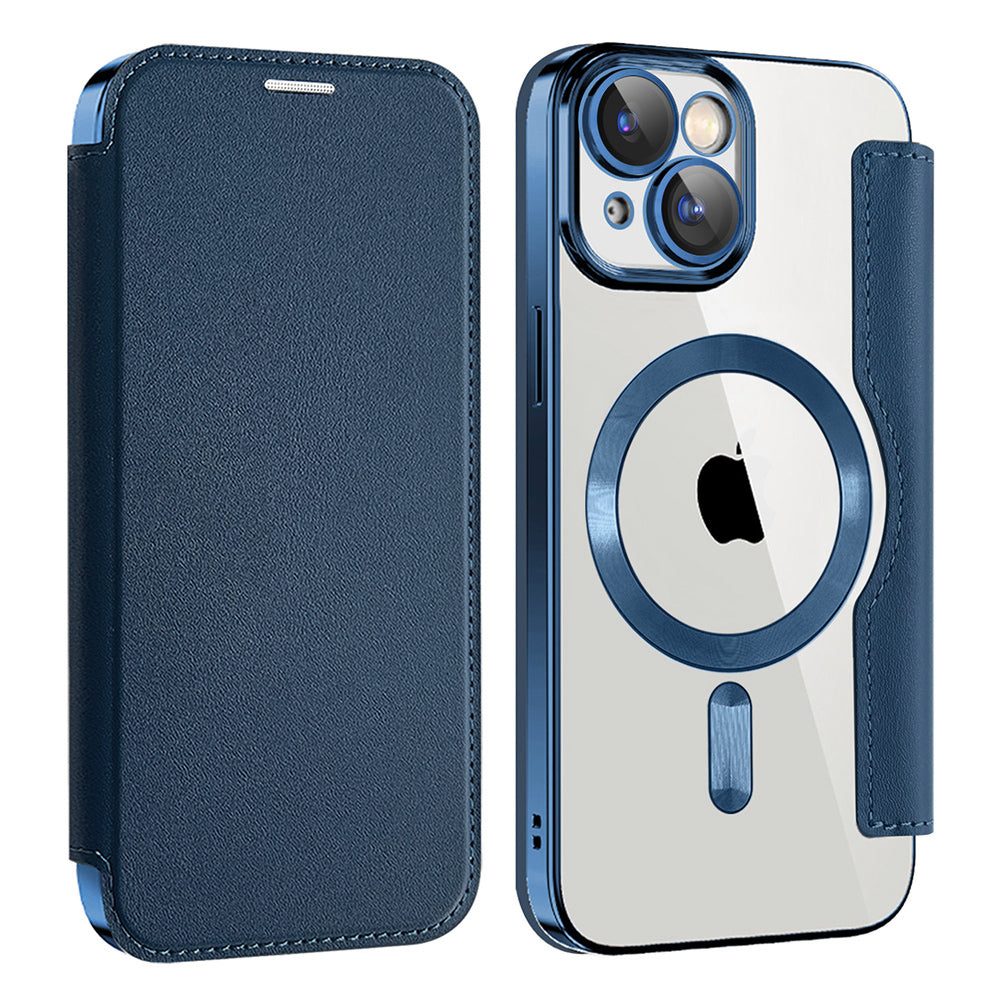 Husa de protectie Techsuit SmartMag Book compatibil cu iPhone 15 Plus, Albastru