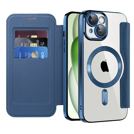 Husa de protectie Techsuit SmartMag Book compatibil cu iPhone 15 Plus, Albastru