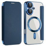 Husa de protectie Techsuit SmartMag Book compatibil cu iPhone 16 Plus, Albastru