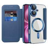 Husa de protectie Techsuit SmartMag Book compatibil cu iPhone 16 Plus, Albastru